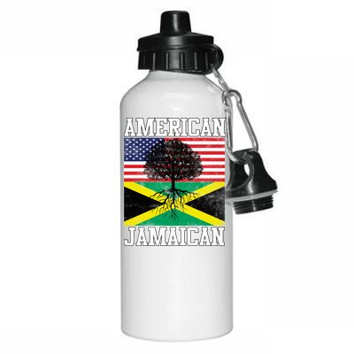 Jamaican American Flag Grown Roots Aluminum Water Bottle