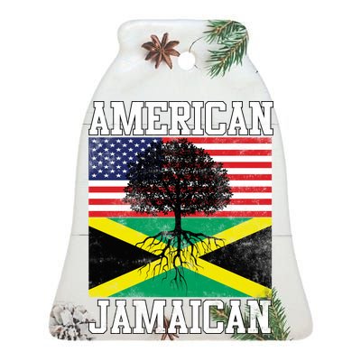 Jamaican American Flag Grown Roots Ceramic Bell Ornament