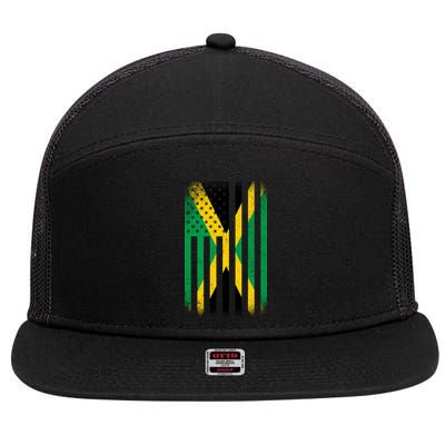 Jamaican Vintage Jamaica Flag 7 Panel Mesh Trucker Snapback Hat