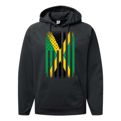 Jamaican Vintage Jamaica Flag Performance Fleece Hoodie