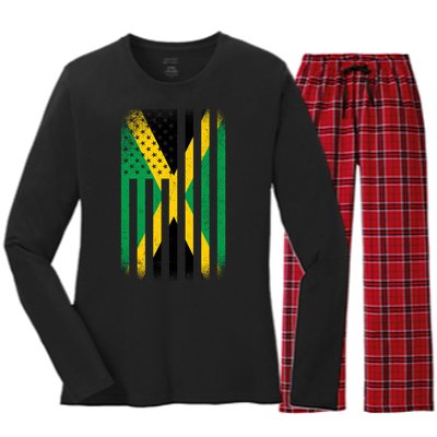 Jamaican Vintage Jamaica Flag Women's Long Sleeve Flannel Pajama Set 