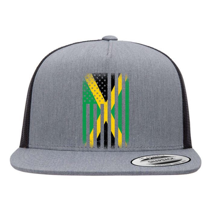 Jamaican Vintage Jamaica Flag Flat Bill Trucker Hat