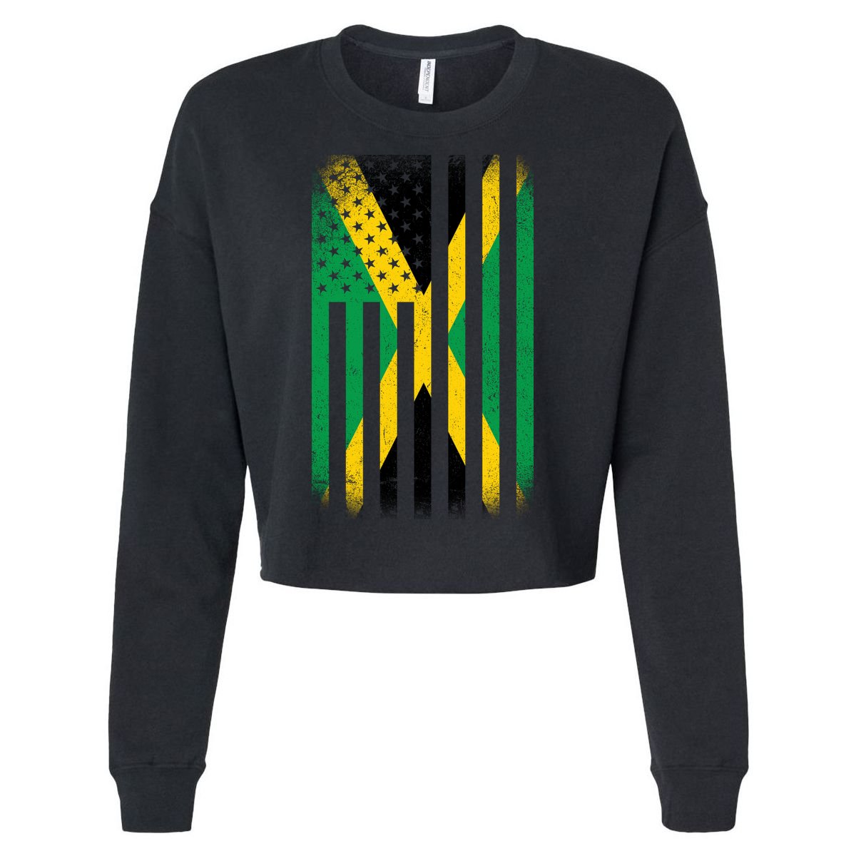 Jamaican Vintage Jamaica Flag Cropped Pullover Crew