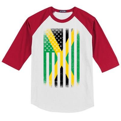 Jamaican Vintage Jamaica Flag Kids Colorblock Raglan Jersey