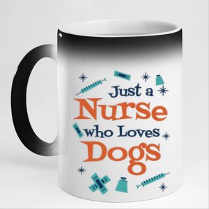 Just A Nurse Who Loves Dogs 11oz Black Color Changing Mug