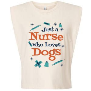 Just A Nurse Who Loves Dogs Garment-Dyed Women's Muscle Tee