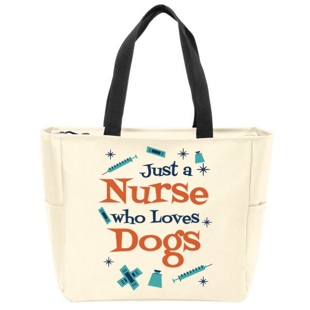 Just A Nurse Who Loves Dogs Zip Tote Bag
