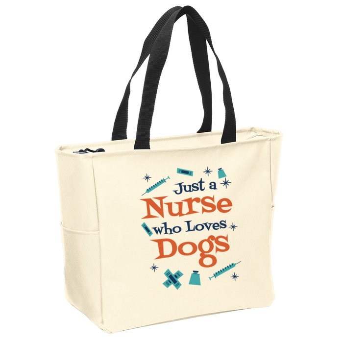 Just A Nurse Who Loves Dogs Zip Tote Bag