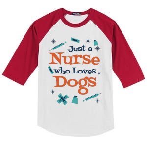 Just A Nurse Who Loves Dogs Kids Colorblock Raglan Jersey