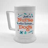 Just A Nurse Who Loves Dogs Beer Stein