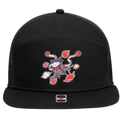 Japanese Anime Ninja Shinobi Cat 7 Panel Mesh Trucker Snapback Hat