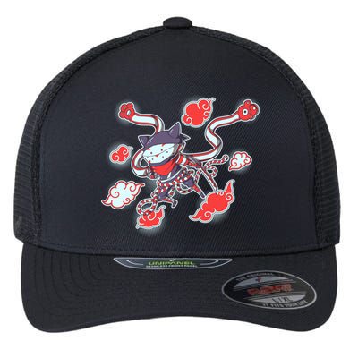 Japanese Anime Ninja Shinobi Cat Flexfit Unipanel Trucker Cap