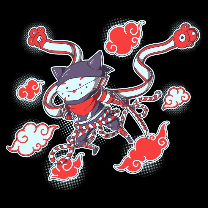 Japanese Anime Ninja Shinobi Cat Cooling Performance Crew T-Shirt