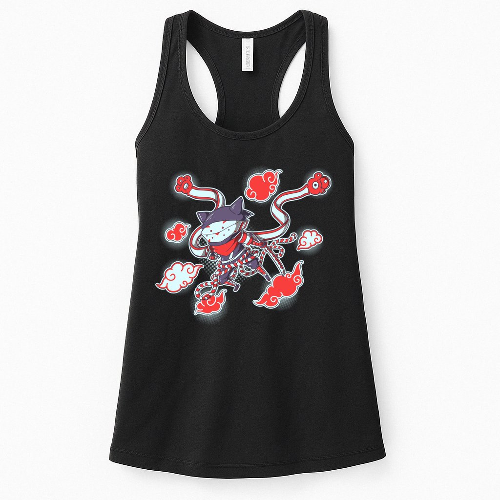 Japanese Anime Ninja Shinobi Cat Womens Tank Top
