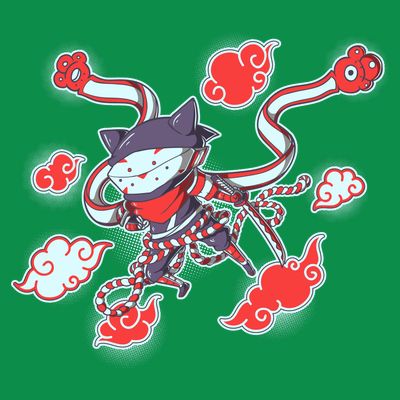 Japanese Anime Ninja Shinobi Cat T-Shirt