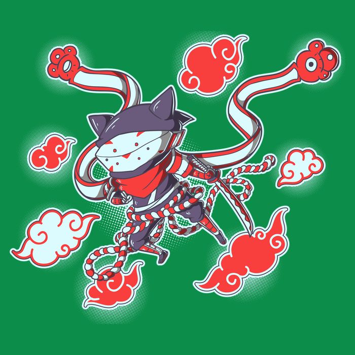 Japanese Anime Ninja Shinobi Cat Button