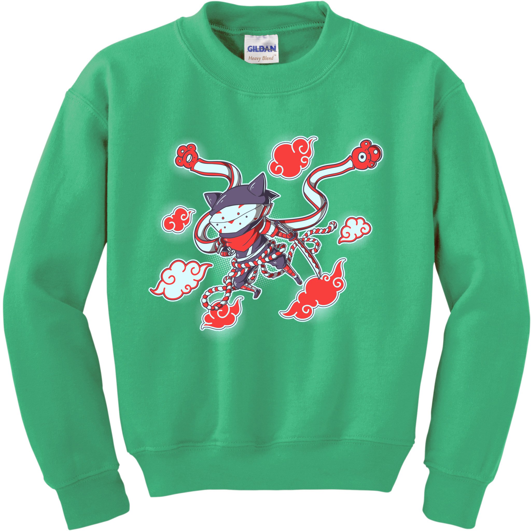 Japanese Anime Ninja Shinobi Cat Kids Sweatshirt