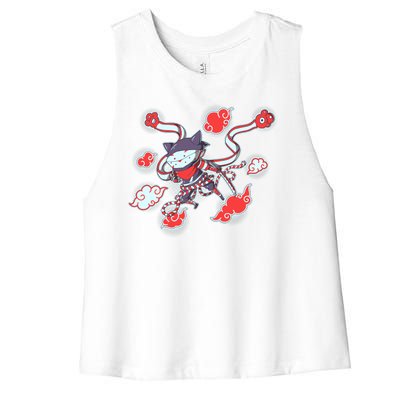 Japanese Anime Ninja Shinobi Cat Women's Racerback Cropped Tank