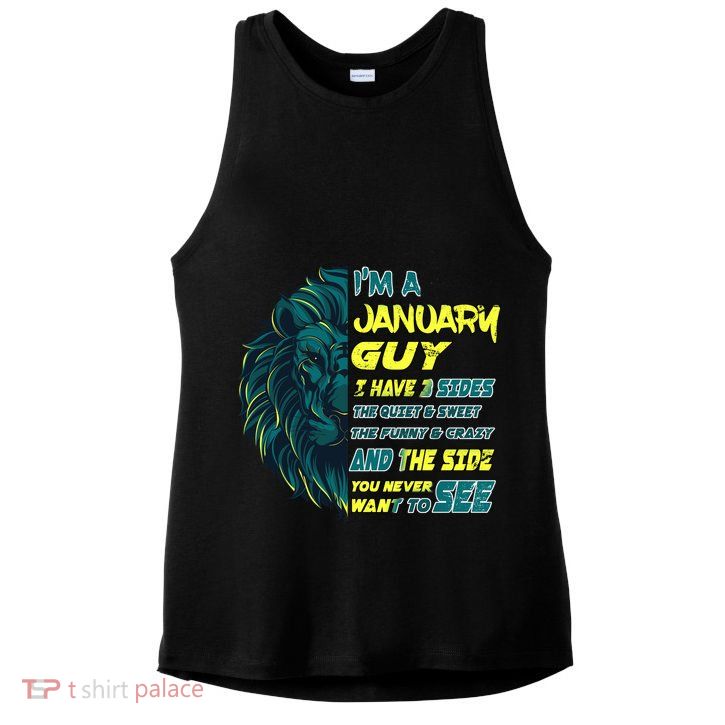 January Birthday Guy Has 3 Sides Sweet Funny Crazy  Ladies PosiCharge Tri-Blend Wicking Tank