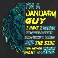 January Birthday Guy Has 3 Sides Sweet Funny Crazy  7 Panel Mesh Trucker Snapback Hat