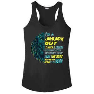 January Birthday Guy Has 3 Sides Sweet Funny Crazy  Ladies PosiCharge Competitor Racerback Tank