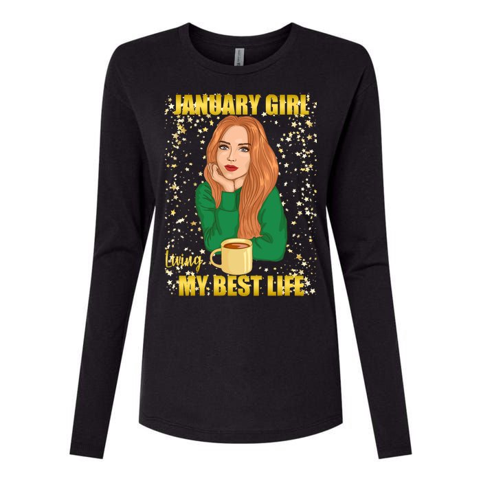 January Girl Living My Best Life Womens Cotton Relaxed Long Sleeve T-Shirt