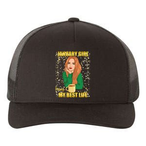 January Girl Living My Best Life Yupoong Adult 5-Panel Trucker Hat