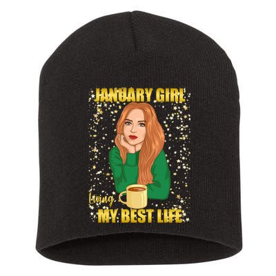 January Girl Living My Best Life Short Acrylic Beanie