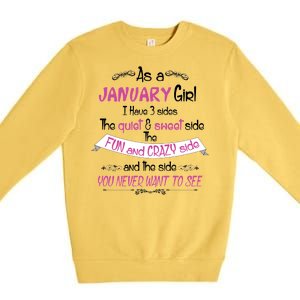 January Girl Sweet But Crazy Funny Birthday Premium Crewneck Sweatshirt