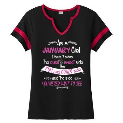 January Girl Sweet But Crazy Funny Birthday Ladies Halftime Notch Neck Tee