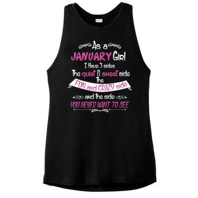 January Girl Sweet But Crazy Funny Birthday Ladies PosiCharge Tri-Blend Wicking Tank