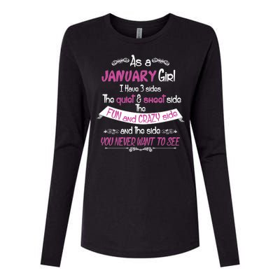 January Girl Sweet But Crazy Funny Birthday Womens Cotton Relaxed Long Sleeve T-Shirt