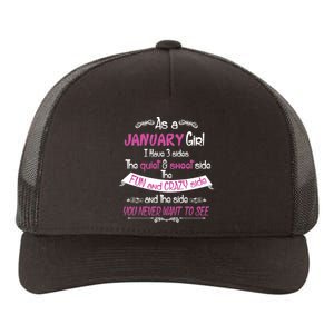 January Girl Sweet But Crazy Funny Birthday Yupoong Adult 5-Panel Trucker Hat