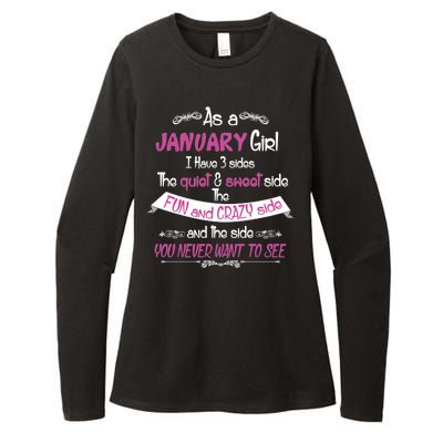 January Girl Sweet But Crazy Funny Birthday Womens CVC Long Sleeve Shirt