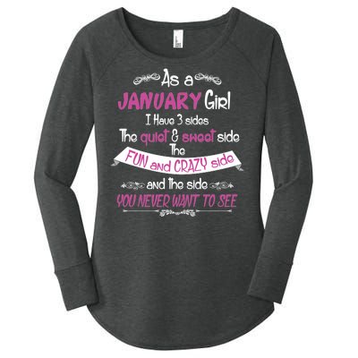 January Girl Sweet But Crazy Funny Birthday Women's Perfect Tri Tunic Long Sleeve Shirt