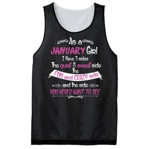 January Girl Sweet But Crazy Funny Birthday Mesh Reversible Basketball Jersey Tank