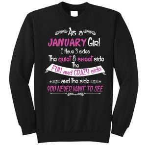 January Girl Sweet But Crazy Funny Birthday Tall Sweatshirt