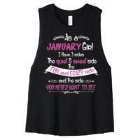 January Girl Sweet But Crazy Funny Birthday Women's Racerback Cropped Tank