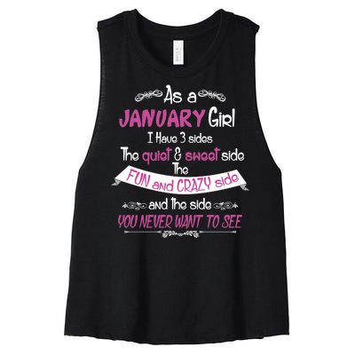 January Girl Sweet But Crazy Funny Birthday Women's Racerback Cropped Tank