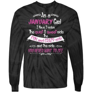 January Girl Sweet But Crazy Funny Birthday Tie-Dye Long Sleeve Shirt