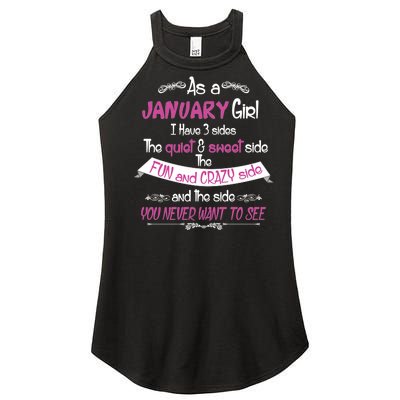 January Girl Sweet But Crazy Funny Birthday Women's Perfect Tri Rocker Tank