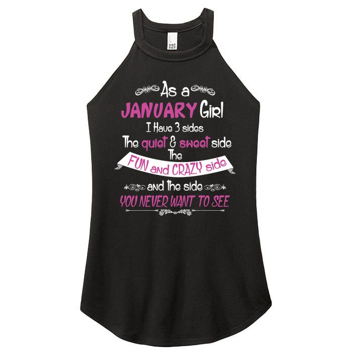 January Girl Sweet But Crazy Funny Birthday Women's Perfect Tri Rocker Tank