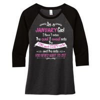 January Girl Sweet But Crazy Funny Birthday Women's Tri-Blend 3/4-Sleeve Raglan Shirt