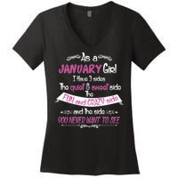 January Girl Sweet But Crazy Funny Birthday Women's V-Neck T-Shirt