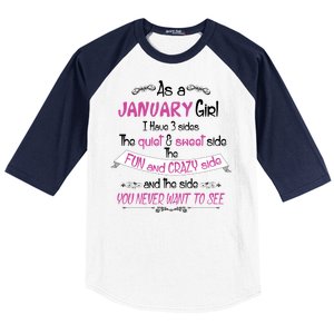 January Girl Sweet But Crazy Funny Birthday Baseball Sleeve Shirt