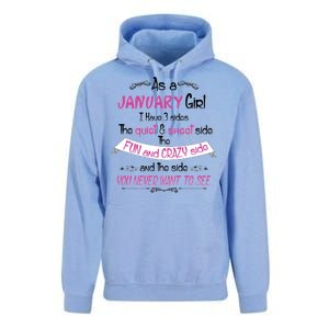 January Girl Sweet But Crazy Funny Birthday Unisex Surf Hoodie