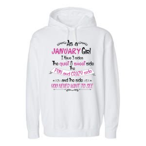 January Girl Sweet But Crazy Funny Birthday Garment-Dyed Fleece Hoodie