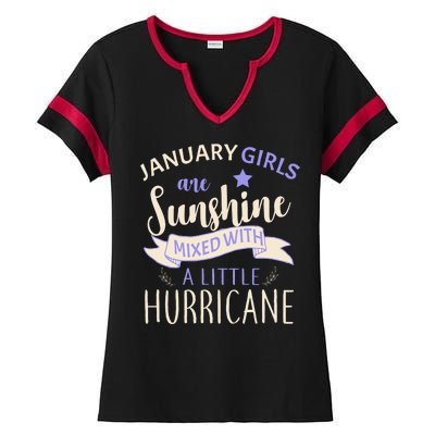 January Girls Are Sunshine Mixed With Hurricane Ladies Halftime Notch Neck Tee