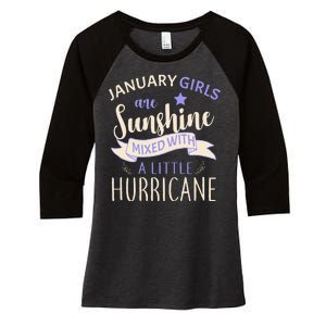 January Girls Are Sunshine Mixed With Hurricane Women's Tri-Blend 3/4-Sleeve Raglan Shirt