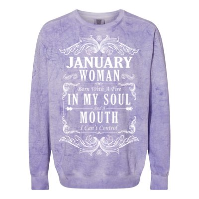 January Woman Funny Birthday Colorblast Crewneck Sweatshirt